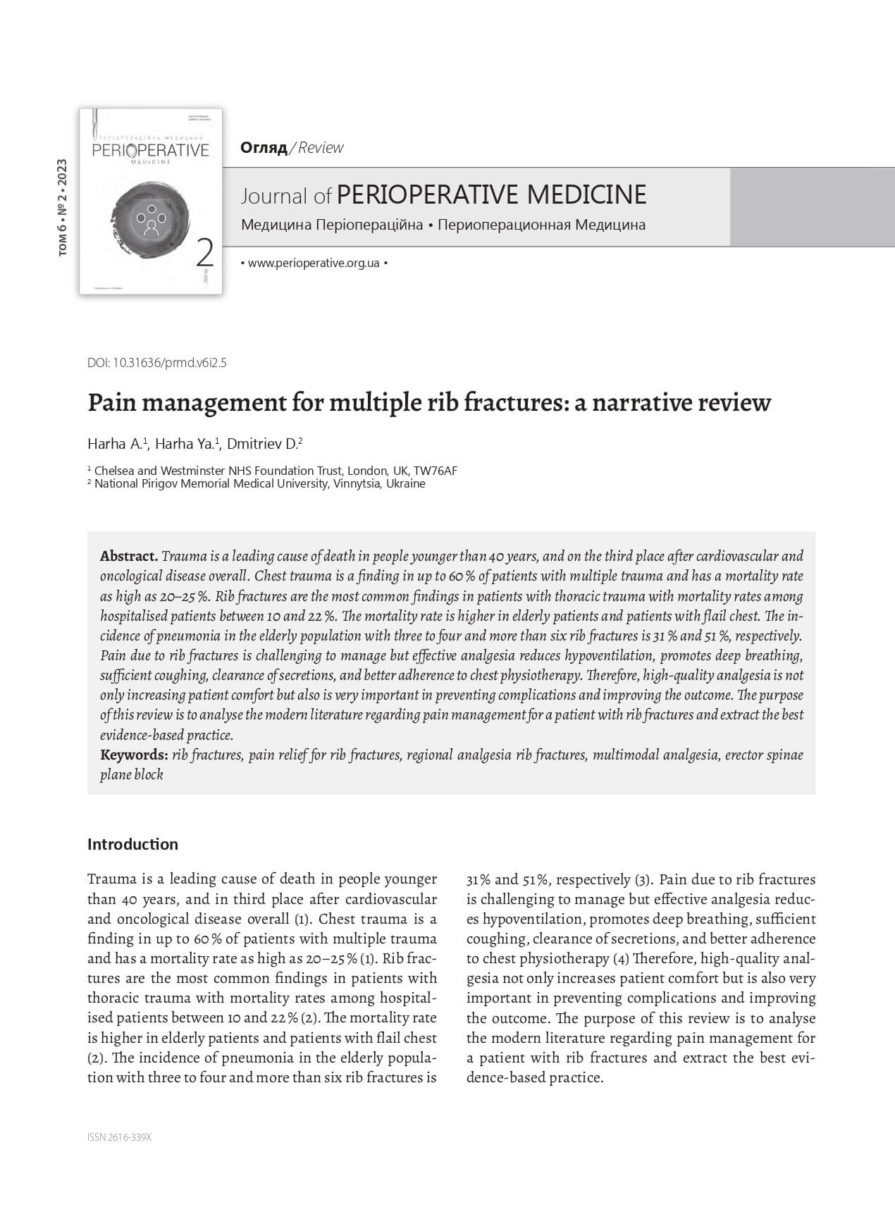 Pain management for multiple rib fractures: a narrative review